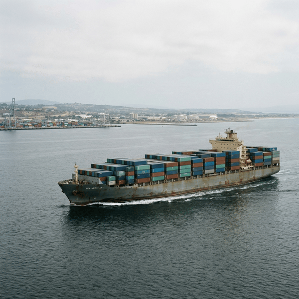 A large container ship at sea