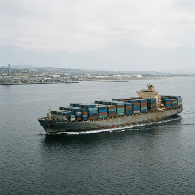 A large container ship at sea