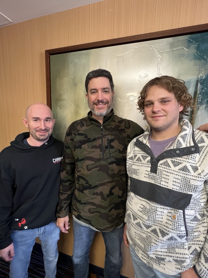 Job Tennant, Vuk Vujasinovic, and Mr. Moak outside the Escambia County Courthouse